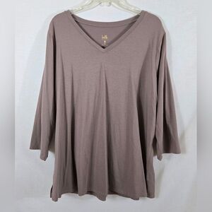 Belle By Kim Gravel Women's Taupe TripleLux 3/4 Sleeve Top Size XL